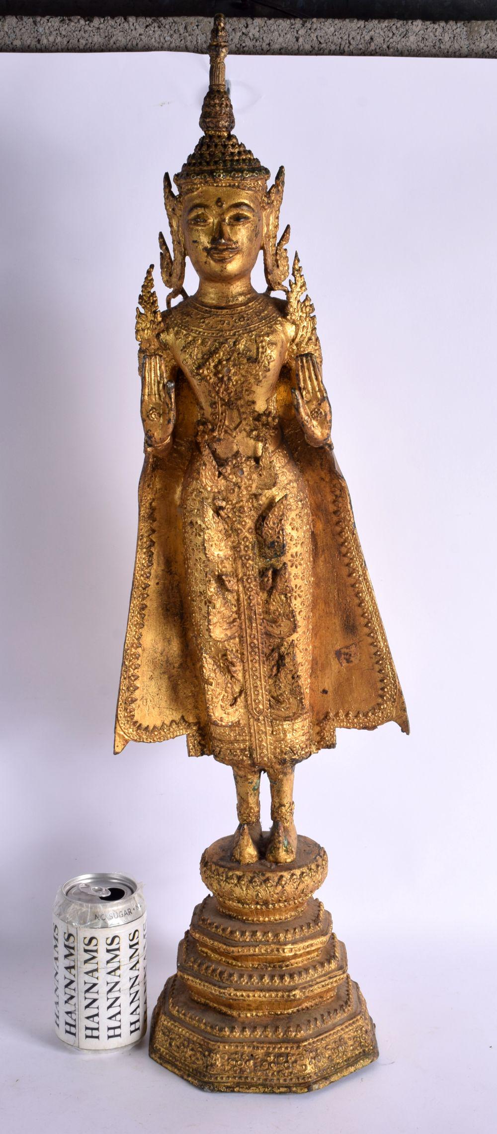 A LARGE 19TH CENTURY SOUTH EAST ASIAN THAI BRONZE FIGURE OF A BUDDHA. 65 cm high. (1 of 7)