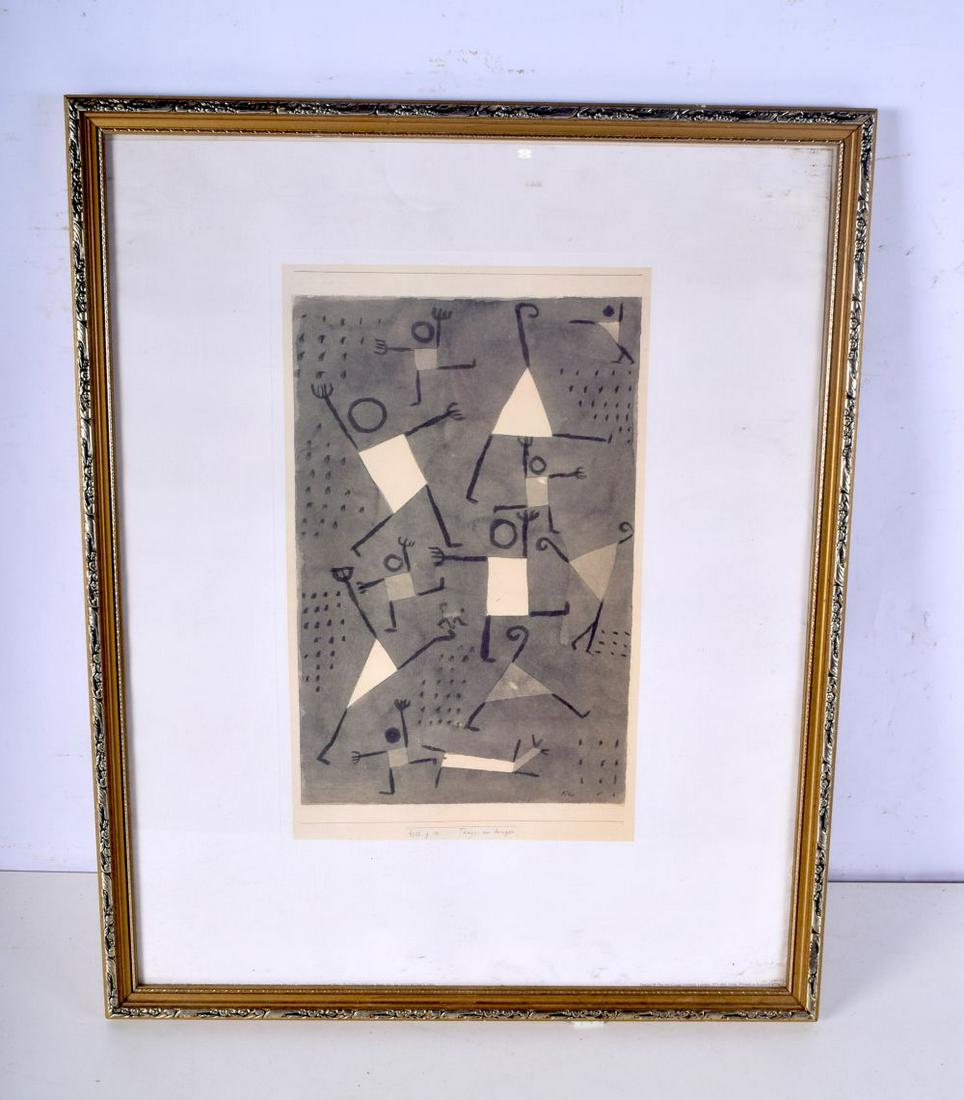 A framed German abstract print signed with a monogram and dated 1938 30 x 19cm. (1 of 4)