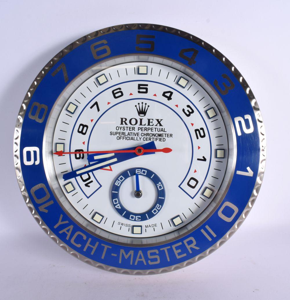 A ROLEX SHOP DISPLAY ADVERTISING WALL CLOCK. 33 cm diameter. (1 of 2)