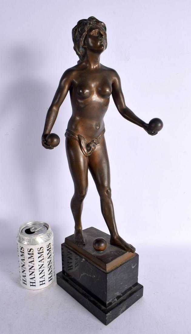 European School (C1920) Bronze, Female holding balls. 45 cm high. (1 of 4)
