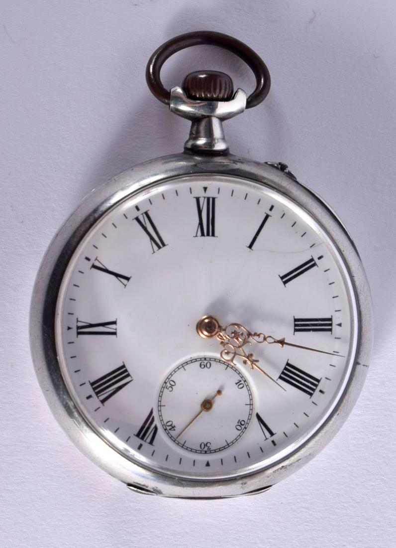 A ZENITH CONTINENTAL SILVER POCKET WATCH.  Stamped 800, dial 5cm, weight 85.6g (1 of 3)