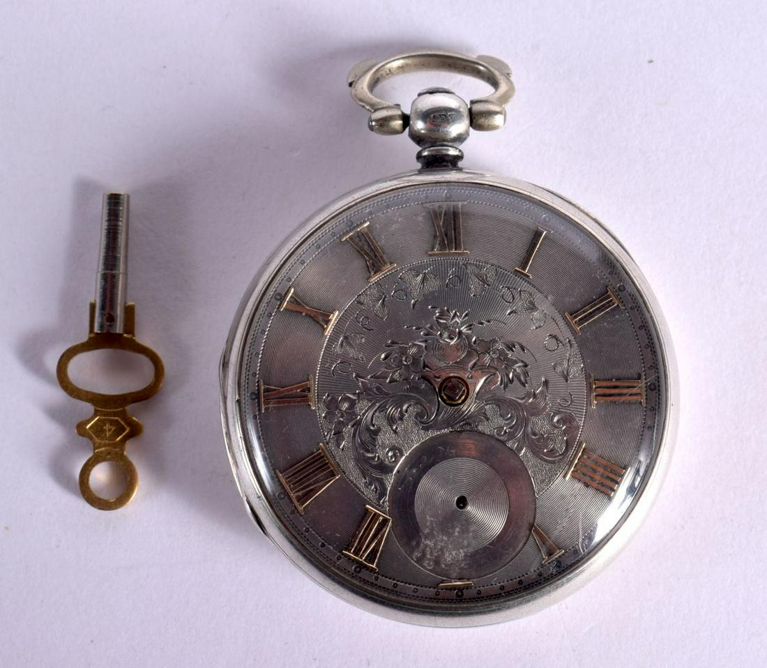 A VICTORIAN SILVER POCKET WATCH. London 1855. 89 grams. 4.75 cm diameter. (1 of 3)