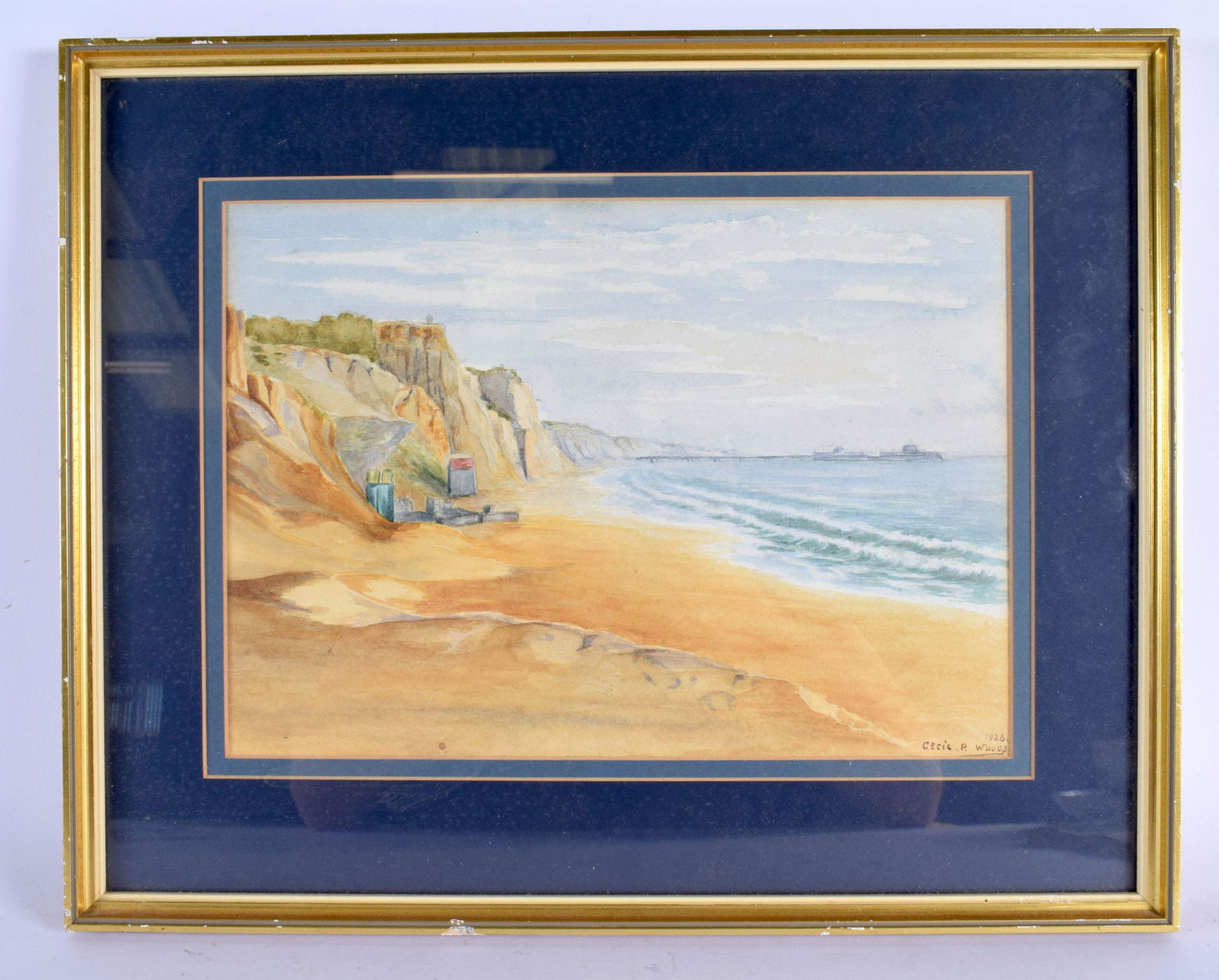 Cecil Woods (C1926) Watercolour, Coastal scene. 45 cm x 38 cm. (1 of 5)