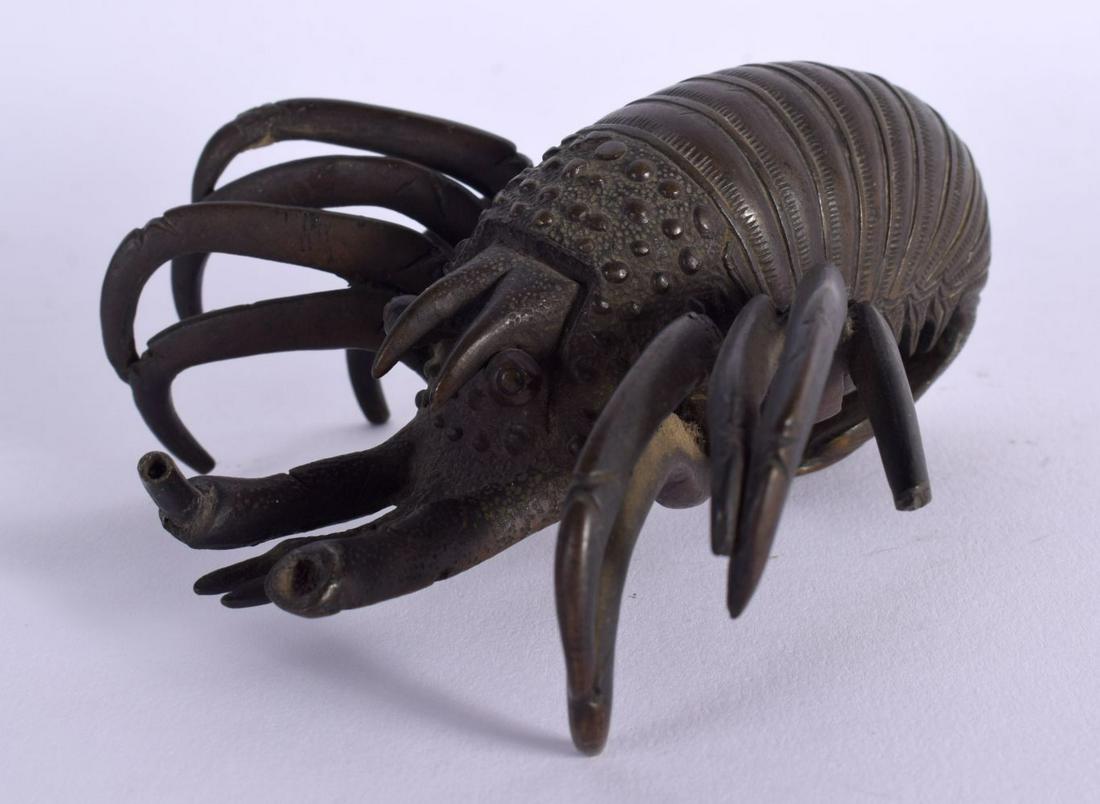 A RARE 19TH CENTURY JAPANESE MEIJI PERIOD BRONZE OKIMONO formed as a coiled lobster. 11 cm x 9 cm. (1 of 4)
