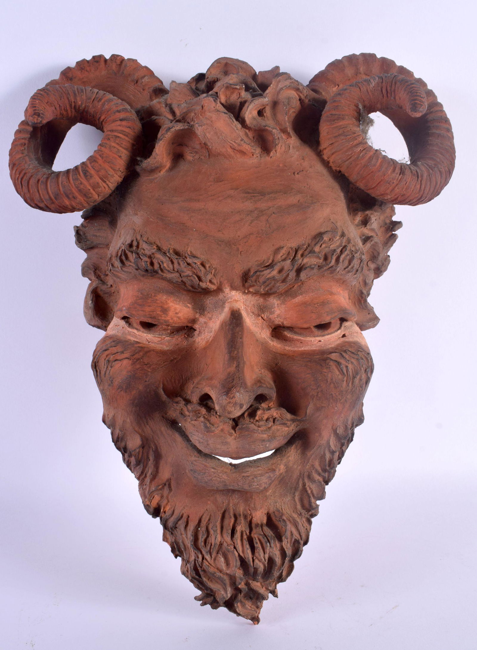 A 1960S STUDIO POTTERY TERRACOTTA SCULPTURE by Diabb. 30 cm x 22 cm. (1 of 3)