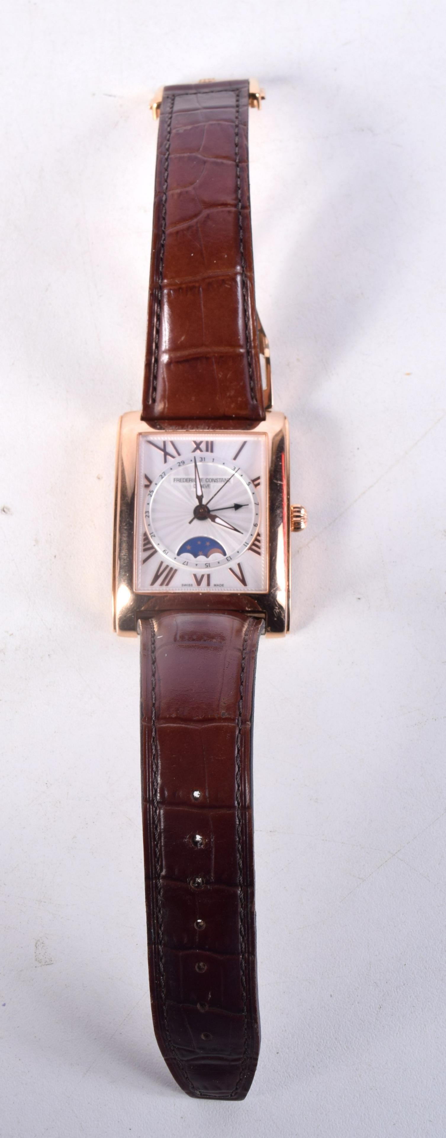 A FREDERIQUE CONSTANT MOON PHASE WRISTWATCH. 3.75 cm wide inc crown. (1 of 5)