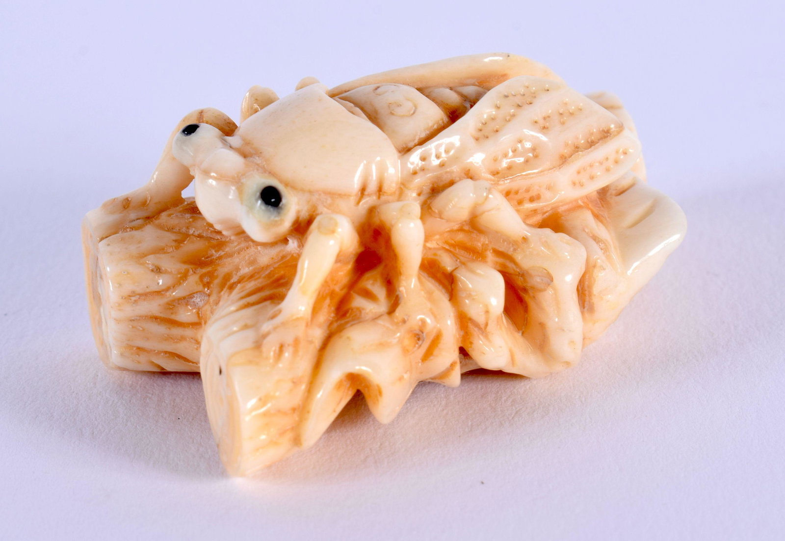 A JAPANESE CARVED FLY NETSUKE. 5 cm x 3 cm.: A JAPANESE CARVED FLY NETSUKE. 5 cm x 3 cm.