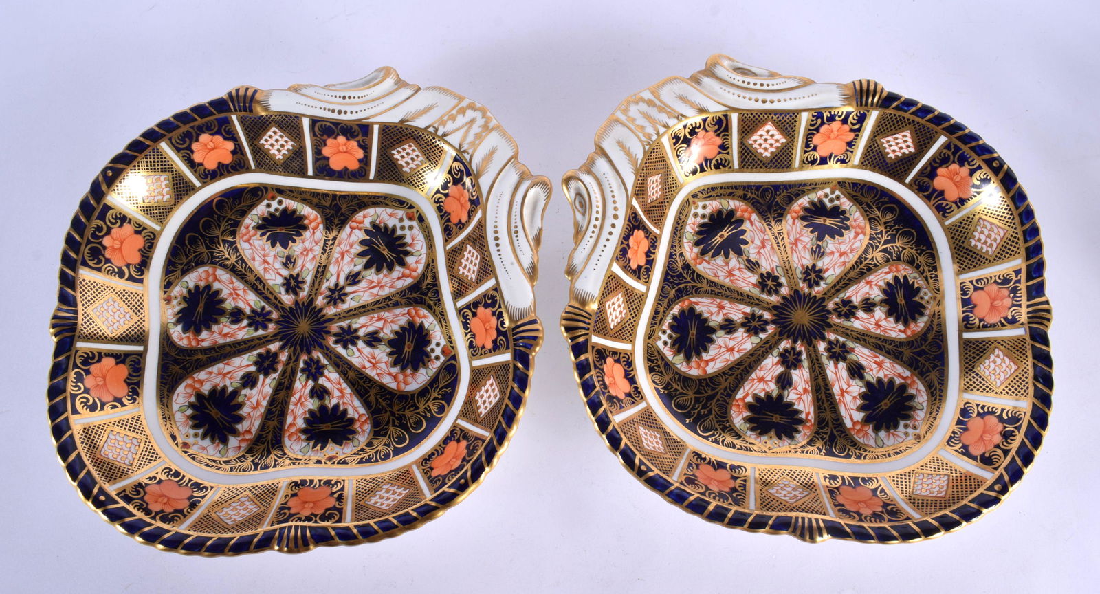 Royal Crown Derby two 1128 imari pattern shell dishes.  25cm wide (2) (1 of 2)