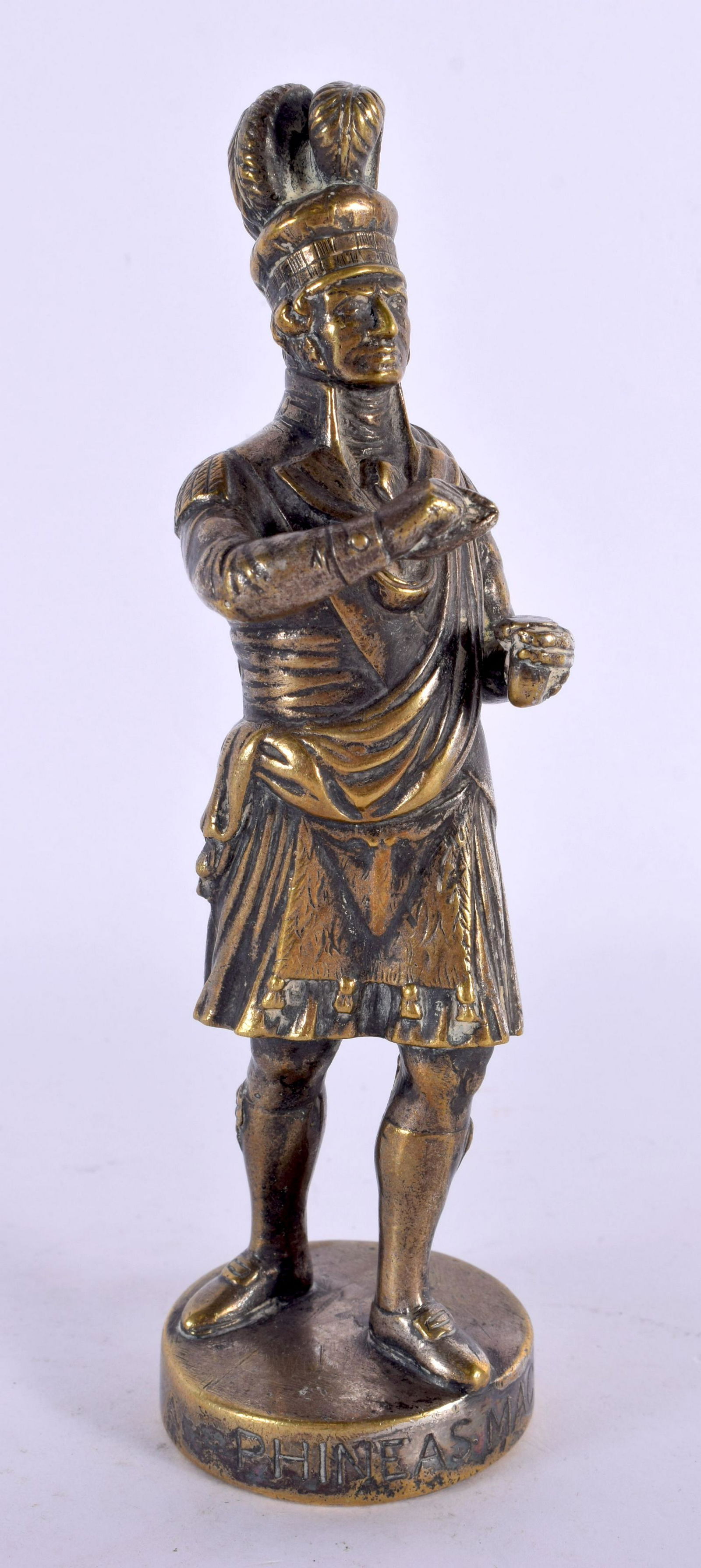 A RARE ANTIQUE PHINEAS MACLINO BRONZE CAR MASCOT. 16.5 cm high. (1 of 5)