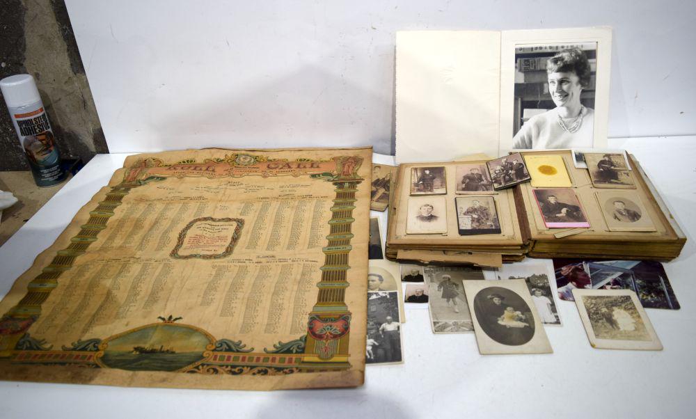 A quantity vintage photograph, an album together with a WW1 Military poster 25th Battalion of Middl: A quantity vintage photograph, an album together with a WW1 Military poster 25th Battalion of Middlesex regiment (Qty)