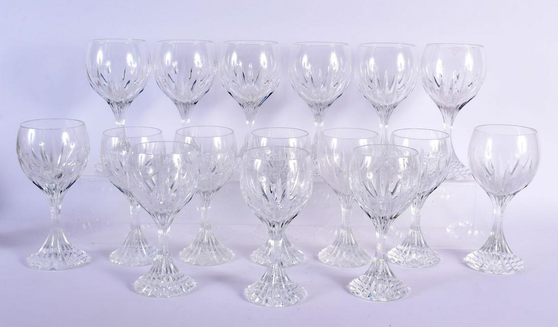 A SET OF SIXTEEN BACCARAT GLASSES. 18 cm high. (16) (1 of 2)