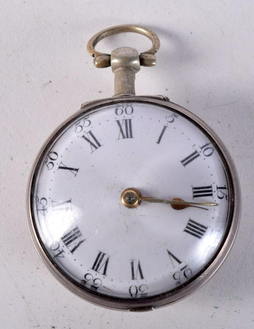 J RICHARDS , LONDON. A SILVER KEY WIND PAIR CASE POCKET WATCH.  Case hallmarked London 1767.  Watch (1 of 3)
