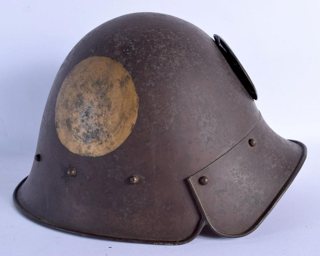 A 19TH CENTURY JAPANESE MEIJI PERIOD MILITARY HELMET with floral applied mon. 26 cm x 12 cm. (1 of 5)