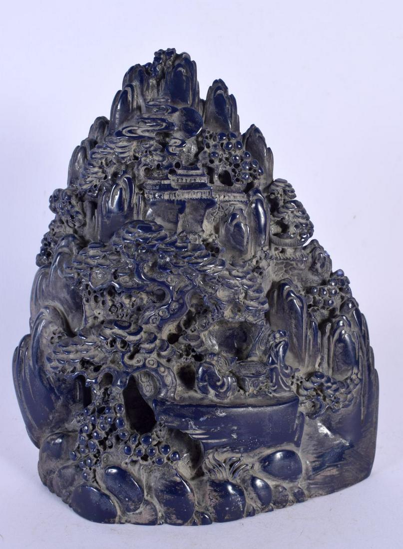 A CHINESE CARVED LAPIS LAZULI TYPE MOUNTAIN BOULDER 20th Century. 21 cm x 14 cm. (1 of 3)