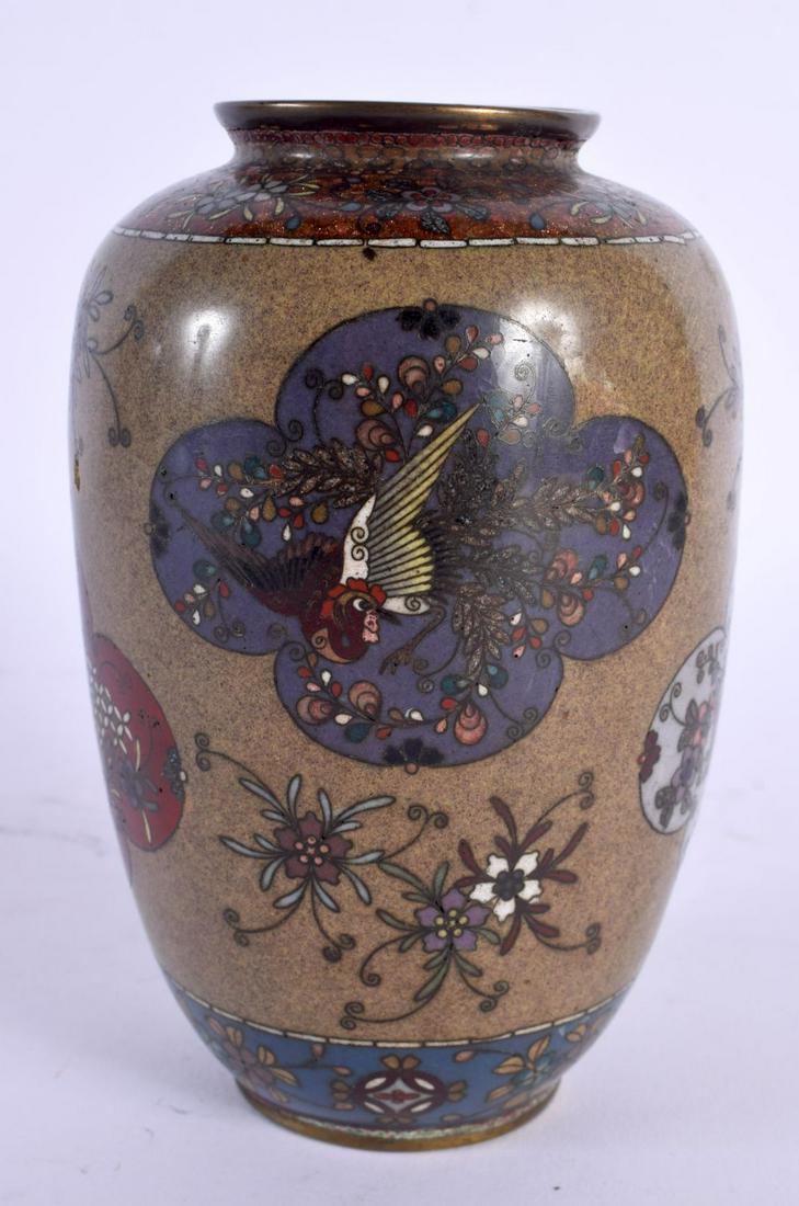 AN UNUSUAL 19TH CENTURY JAPANESE MEIJI PERIOD CLOISONNE ENAMEL VASE depicting beasts in panels. 15 c (1 of 5)