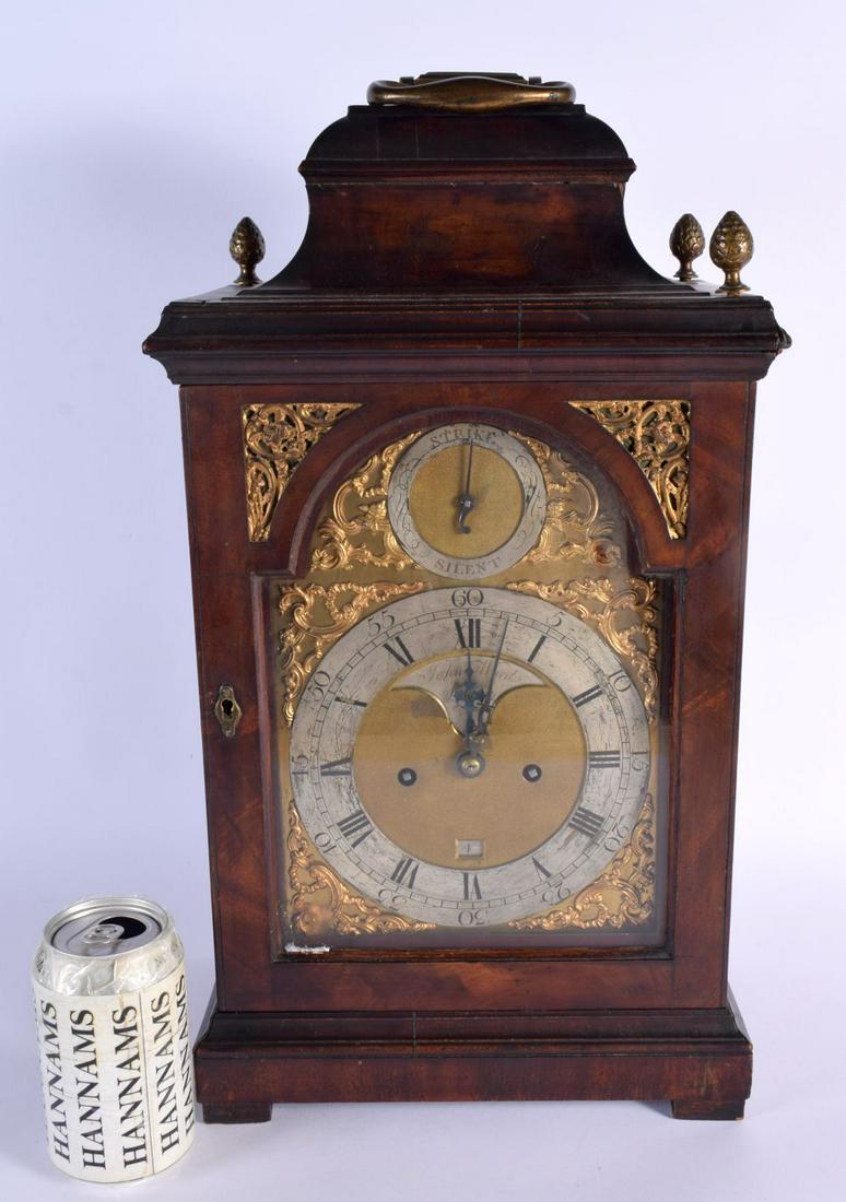A GEORGE III MAHOGANY BRACKET CLOCK by John Ward of London. 50 cm x 25 cm.: A GEORGE III MAHOGANY BRACKET CLOCK by John Ward of London. 50 cm x 25 cm.