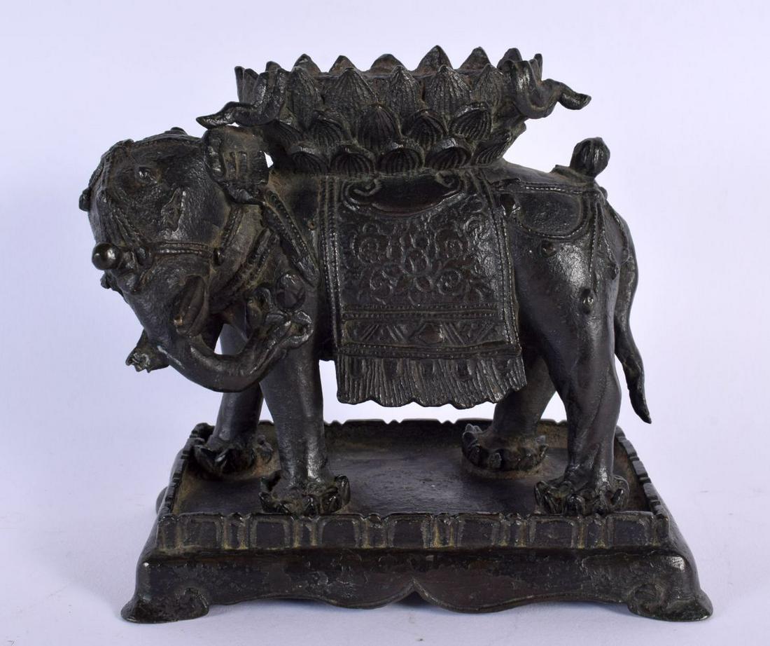 A RARE 17TH CENTURY CHINESE BRONZE FIGURE OF AN ELEPHANT made by Han Feng for the Qing Ning palace, (1 of 6)