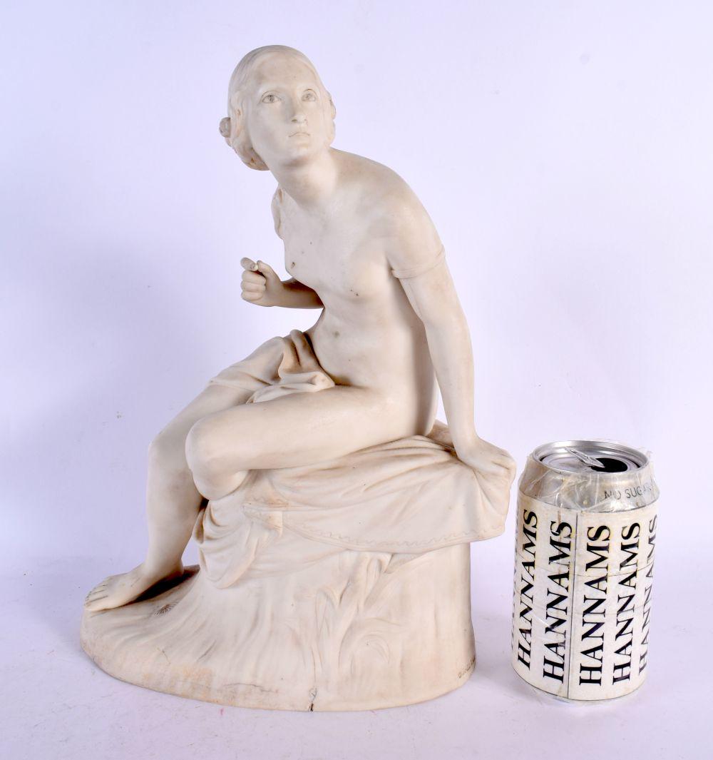 A 19TH CENTURY COPELAND PARIAN WARE FIGURE OF A NUDE FEMALE After a model by Marshall. 30 cm x 22 cm: A 19TH CENTURY COPELAND PARIAN WARE FIGURE OF A NUDE FEMALE After a model by Marshall. 30 cm x 22 cm.
