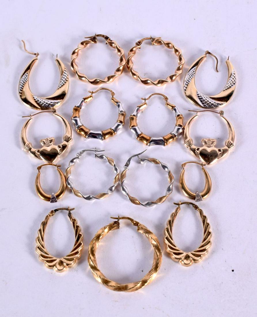 9CT GOLD EARRINGS. 12.2 grams. (qty) (1 of 3)