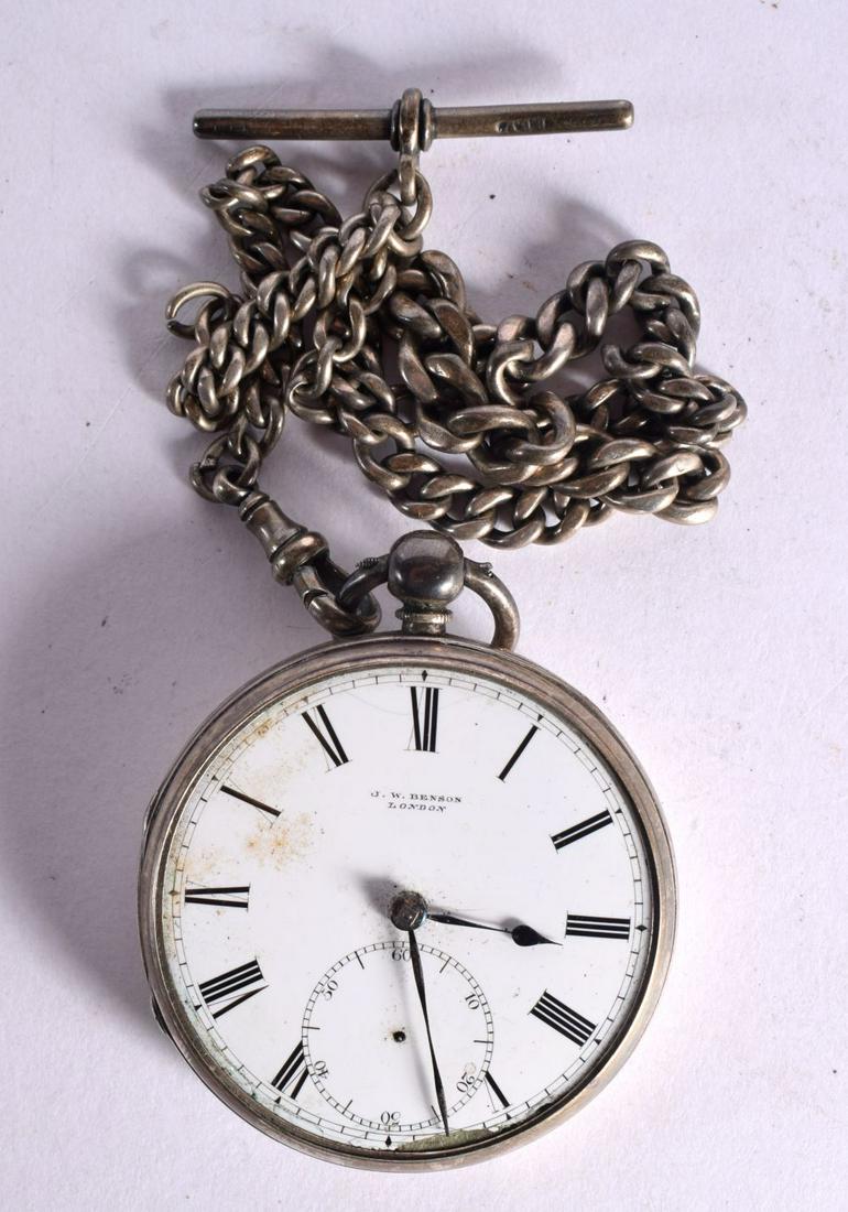 A VICTORIAN SILVER POCKET WATCH. London 1864. 138 grams. 5 cm diameter. (1 of 3)