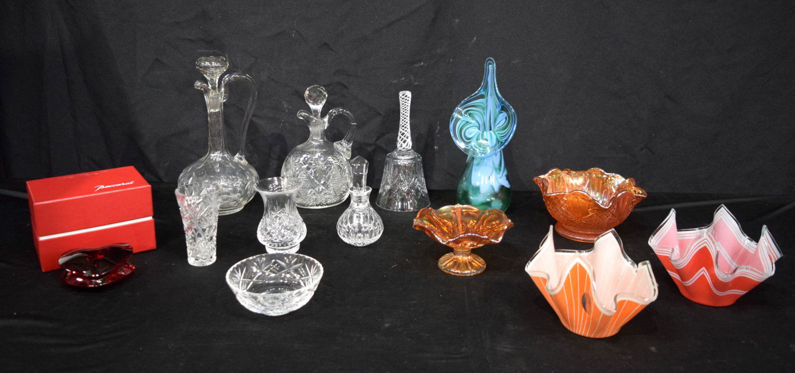 A boxed Baccarat heart shaped paperweight together with a collection of glass, Decanters,vases,Carni (1 of 3)