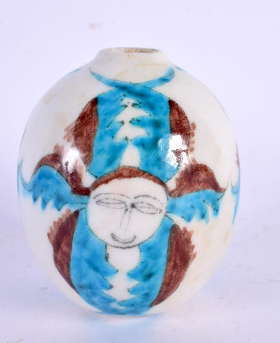 A TURKISH KUTAHYA POTTERY HANGING MOSQUE BALL. 9 cm x 6 cm. (1 of 5)