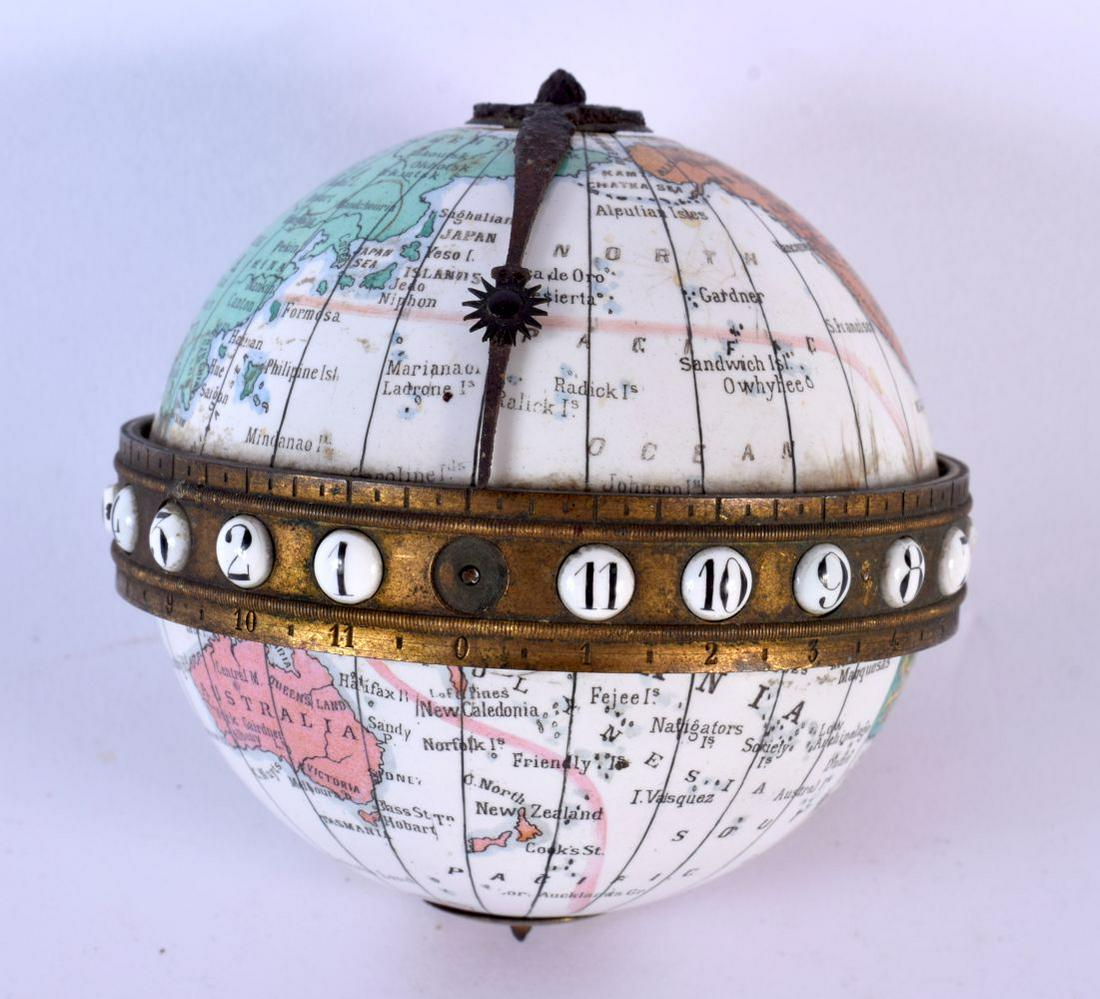 A RARE MID 19TH CENTURY FRENCH ENAMEL GLOBE CLOCK by Antonine Redier, with enamelled country borders (1 of 6)