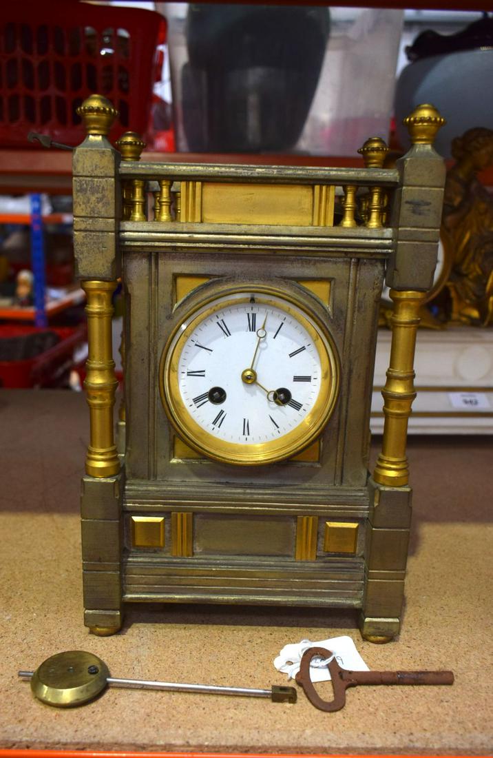 A 19TH CENTURY FRENCH INDUSTRIAL TYPE CLOCK. 25 cm x 16 cm.: A 19TH CENTURY FRENCH INDUSTRIAL TYPE CLOCK. 25 cm x 16 cm.