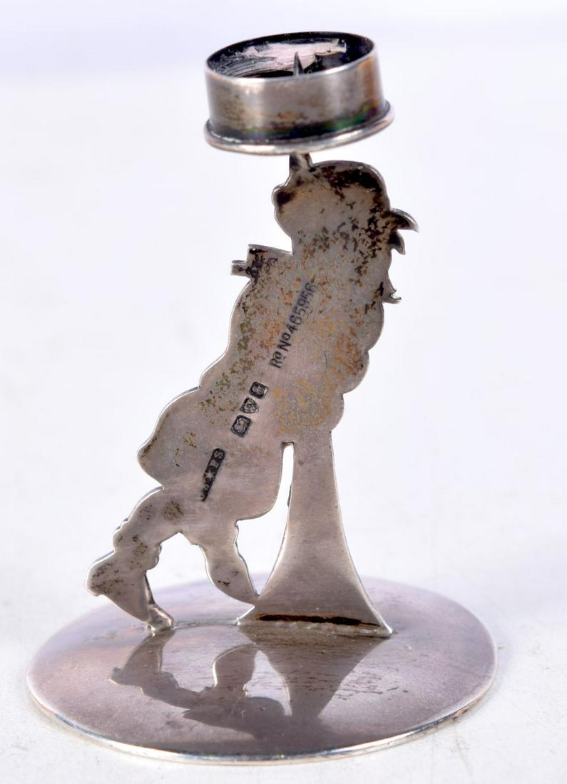A RARE EDWARDIAN NOVELTY SILVER CANDLESTICK. Chester 1905. 16.6 grams. 6 cm x 4.25 cm. (1 of 3)