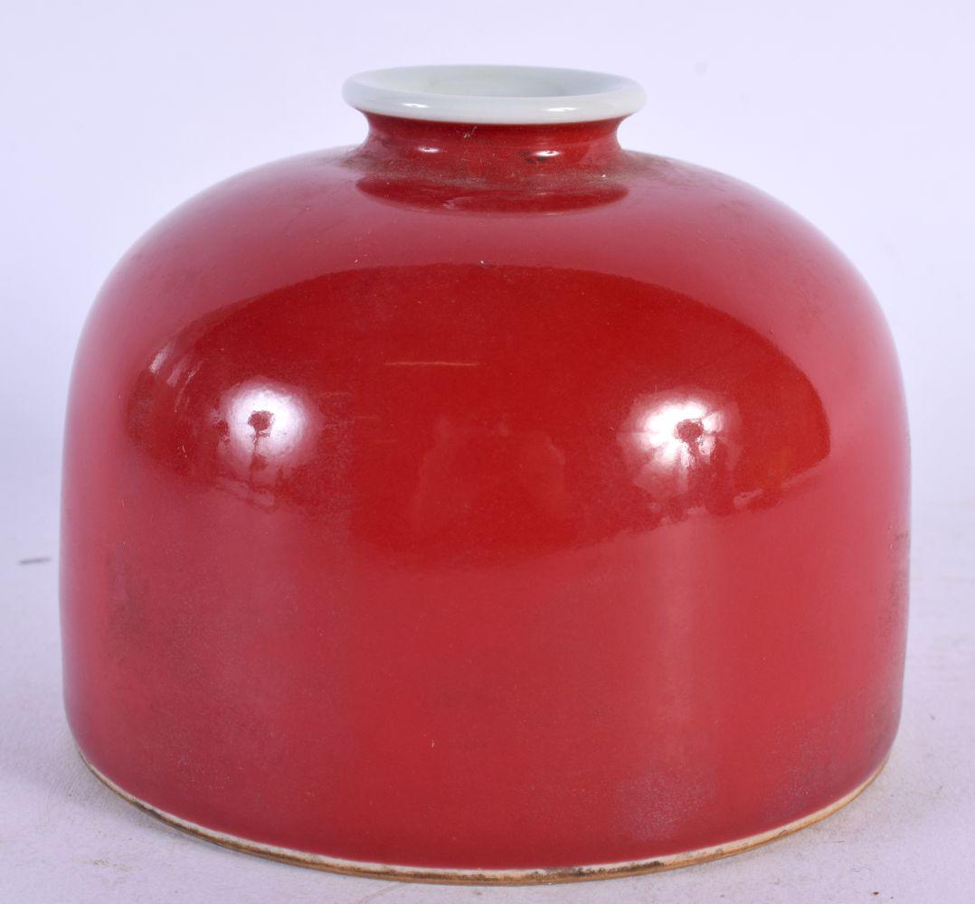 A CHINESE RED GLAZED BEE HIVE PORCELAIN BRUSH WASHER 20th Century. 9.5 cm wide.: A CHINESE RED GLAZED BEE HIVE PORCELAIN BRUSH WASHER 20th Century. 9.5 cm wide.