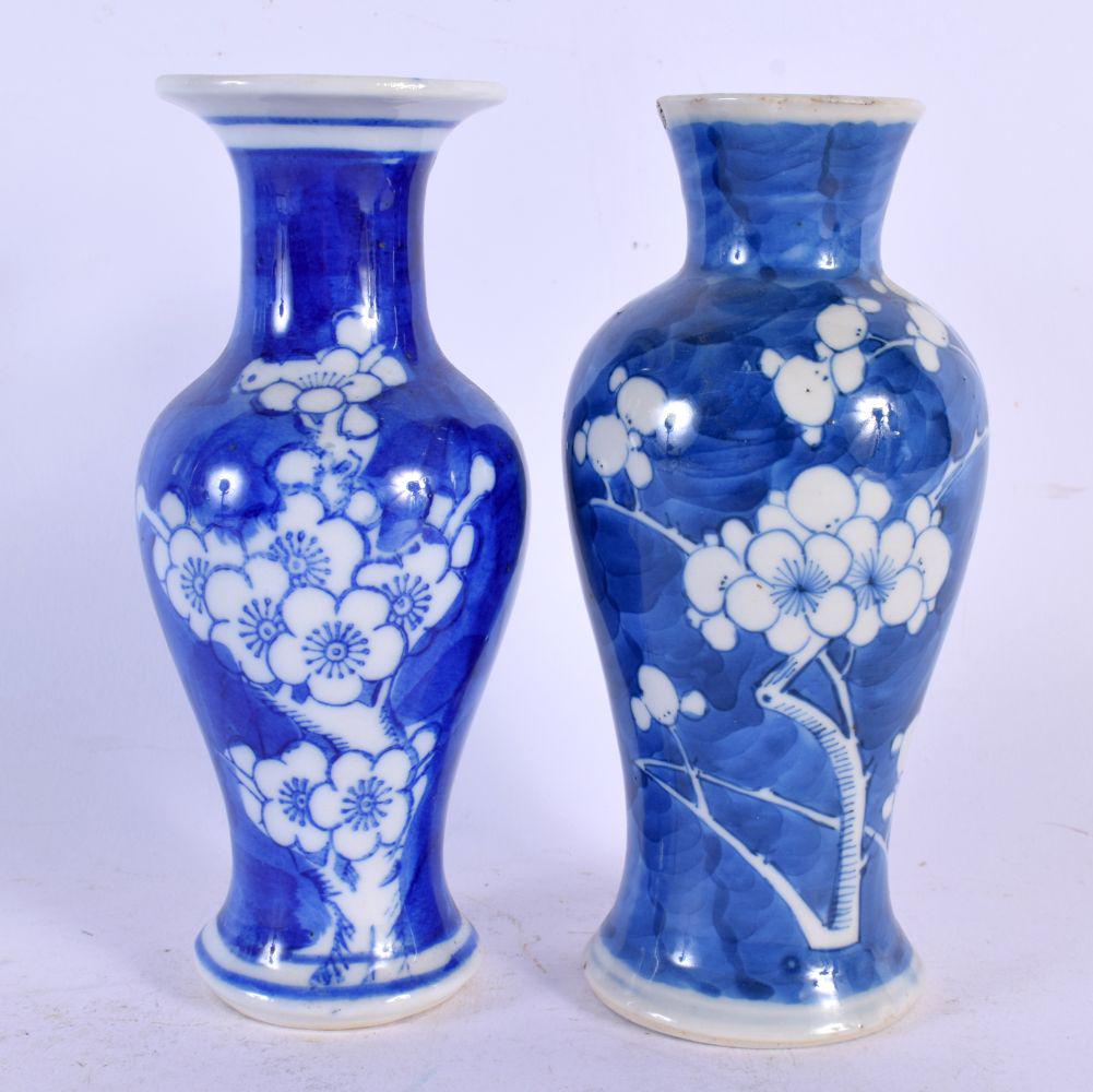 AN 18TH/19TH CENTURY CHINESE BLUE AND WHITE PORCELAIN VASE possibly Kangxi, together with a prunus v (1 of 4)