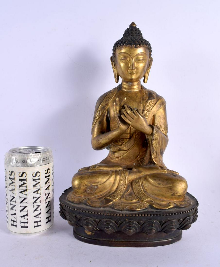 A CHINESE TIBETAN BRONZE BUDDHA 20th Century. 34 cm x 16 cm. (1 of 7)