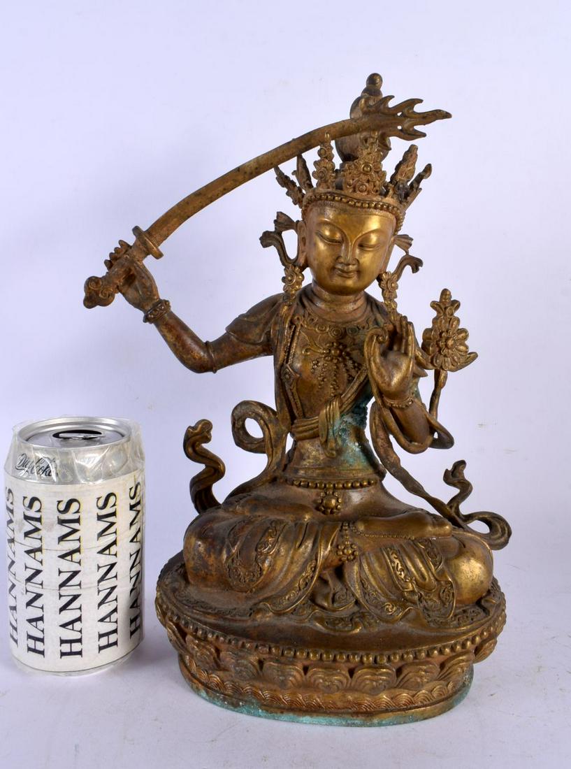 A CHINESE TIBETAN BRONZE BUDDHA 20th Century. 32 cm x 18 cm.: A CHINESE TIBETAN BRONZE BUDDHA 20th Century. 32 cm x 18 cm.