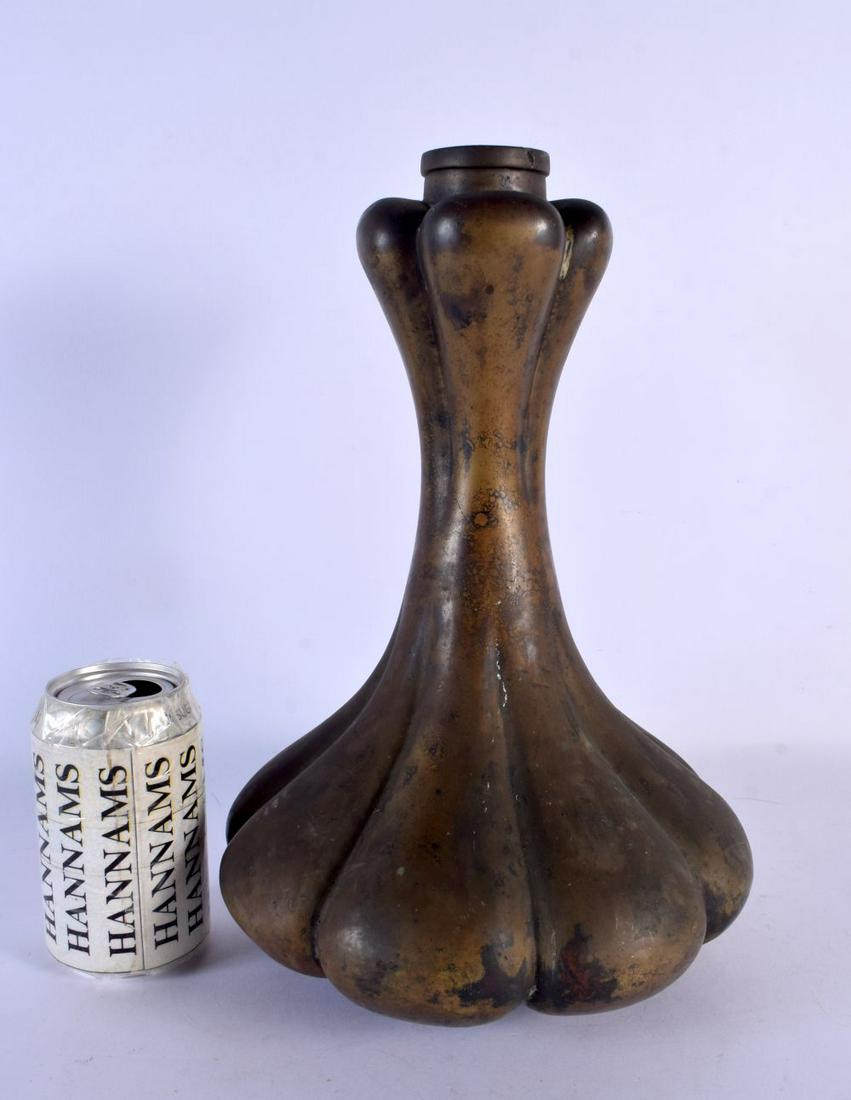 A CHINESE QING DYNASTY BRONZE GARLIC NECK VASE Han style, with globular body and flared neck. 33 cm (1 of 5)