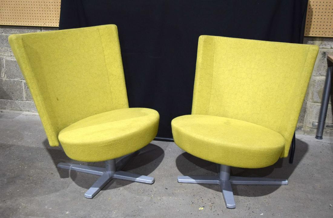 A pair of Swedish Cetrum upholstered swivel chairs by Sandin & Bulow circa 1990's: A pair of Swedish Cetrum upholstered swivel chairs by Sandin & Bulow circa 1990's
