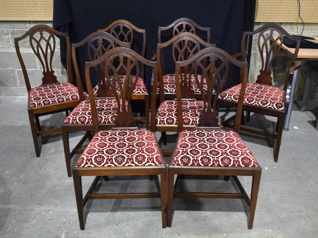 A set of Mid Century upholstered dining chairs (8).: A set of Mid Century upholstered dining chairs (8).