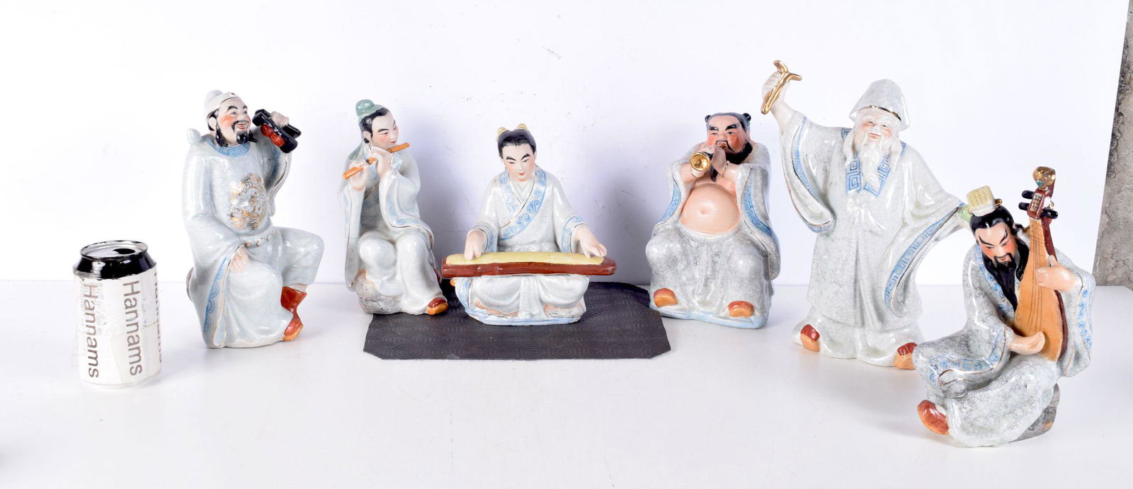 A set of six Chinese glazed pottery figures in the form of musicians. Largest 28 cm. (6) (1 of 5)