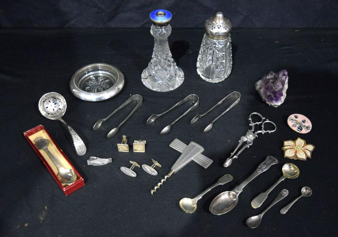 A collection of Silver and plated items , Scent bottle ,Amethyst etc (Qty) (1 of 3)