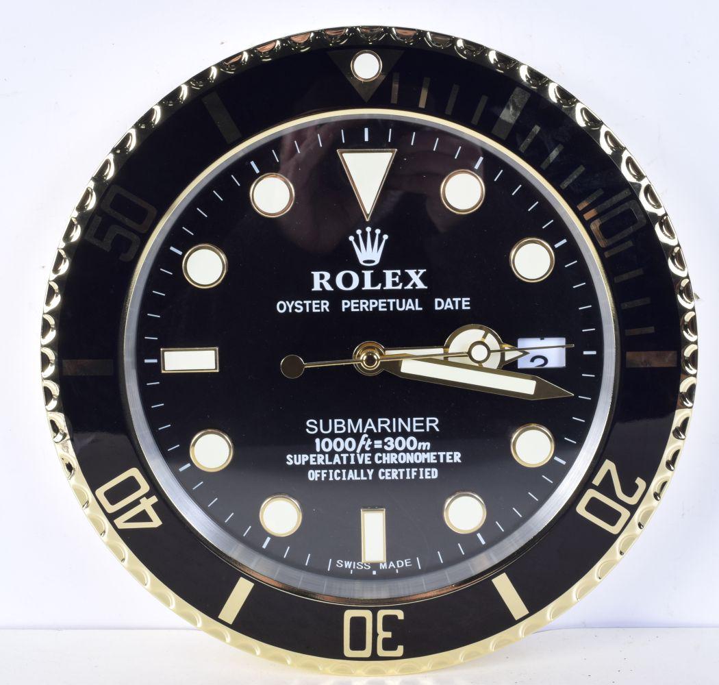 A Contemporary Rolex dealership style wall clock 34 cm: A Contemporary Rolex dealership style wall clock 34 cm