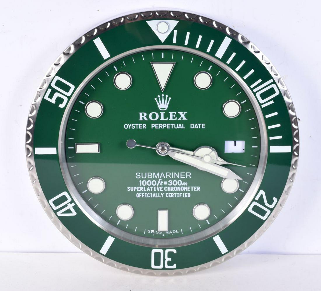 A Contemporary Rolex dealership style wall clock 34 cm: A Contemporary Rolex dealership style wall clock 34 cm