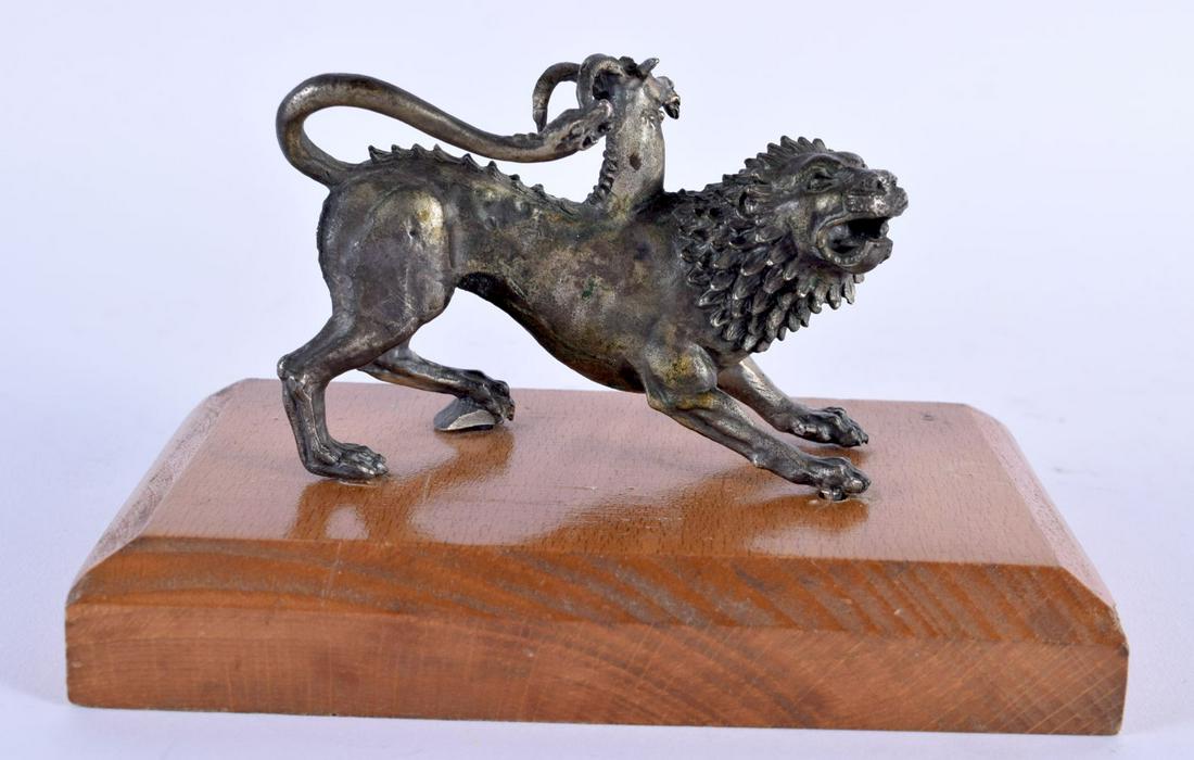 AN UNUSUAL 19TH CENTURY EUROPEAN GRAND TOUR BRONZE FIGURE OF A LION After the Antiquity, unusually m (1 of 4)