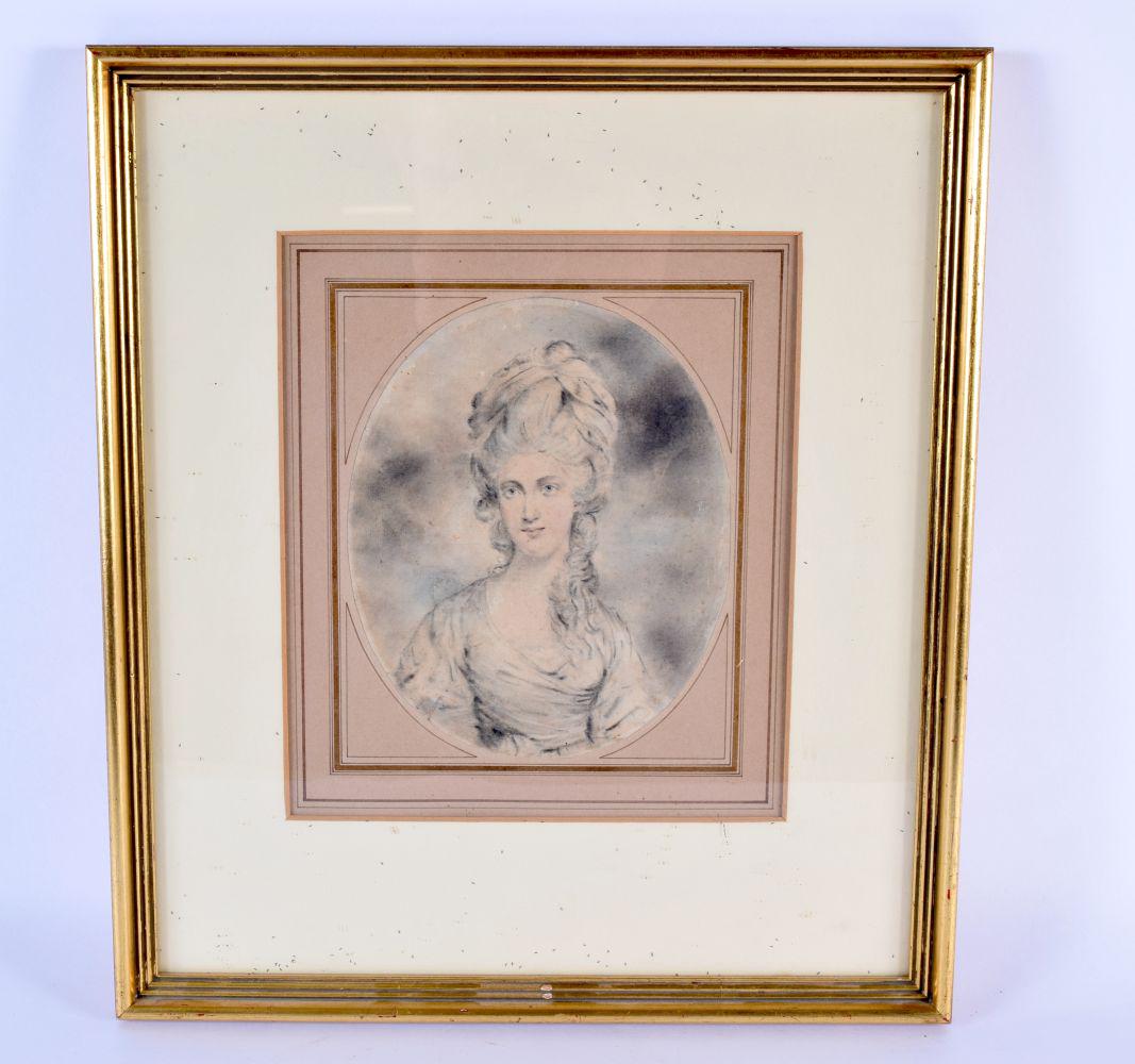 John Downman (1750-1824) Welsh, Watercolour, Elegant lady. 42 cm x 34 cm: John Downman (1750-1824) Welsh, Watercolour, Elegant lady. 42 cm x 34 cm