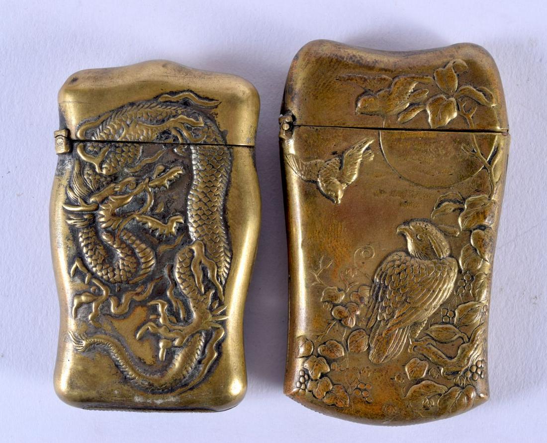 TWO 19TH CENTURY JAPANESE MEIJI PERIOD VESTA CASES. Largest 6.5 cm x 4 cm. (2): TWO 19TH CENTURY JAPANESE MEIJI PERIOD VESTA CASES. Largest 6.5 cm x 4 cm. (2)