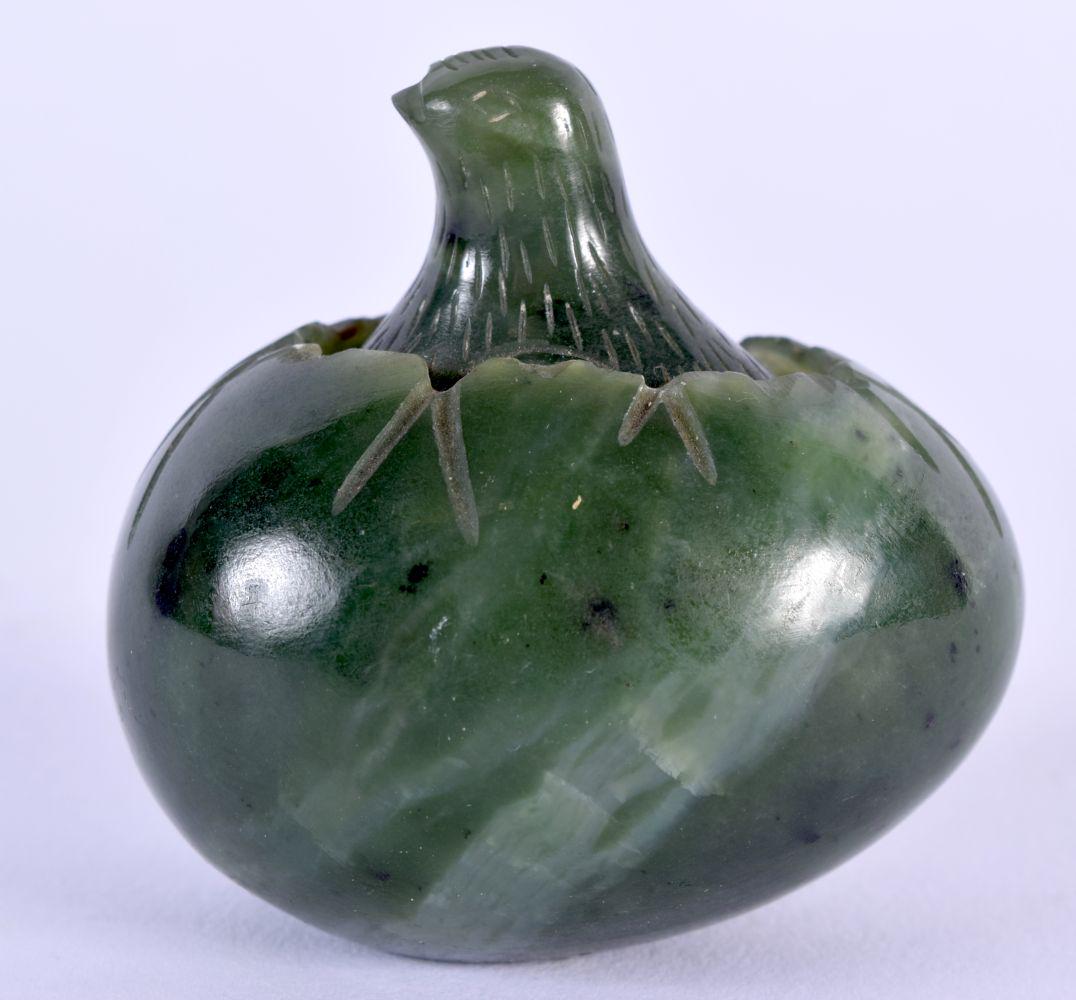 An Early 20th Century Chinese Carved Spinach Jade Egg Late Qing