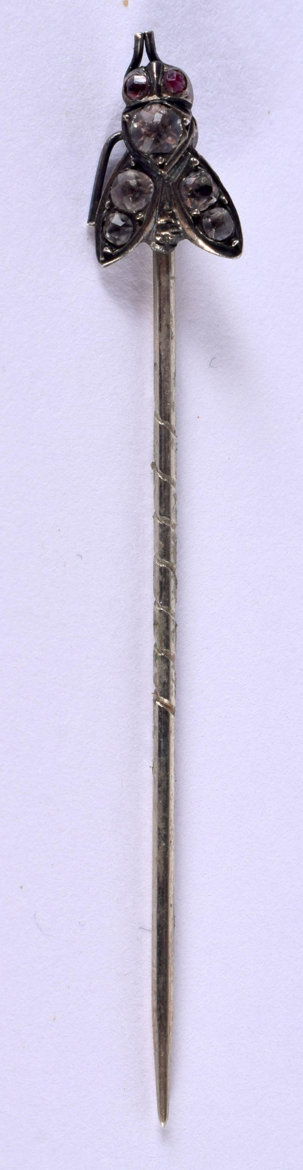 A LATE VICTORIAN/EDWARDIAN WHITE METAL INSECT BUG PIN. 1 gram. 5.5 cm long.: A LATE VICTORIAN/EDWARDIAN WHITE METAL INSECT BUG PIN. 1 gram. 5.5 cm long.