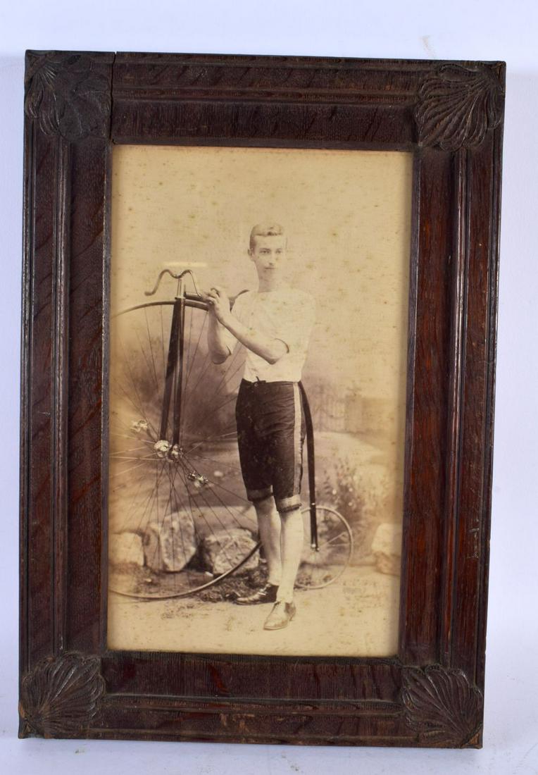 A RARE ANTIQUE PENNY FARTHING PHOTOGRAPH. 42 cm x 28 cm. (1 of 3)