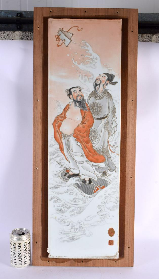 A LARGE EARLY 20TH CENTURY CHINESE PORCELAIN PLAQUE Late Qing/Republic, together with a framed Orien (1 of 5)