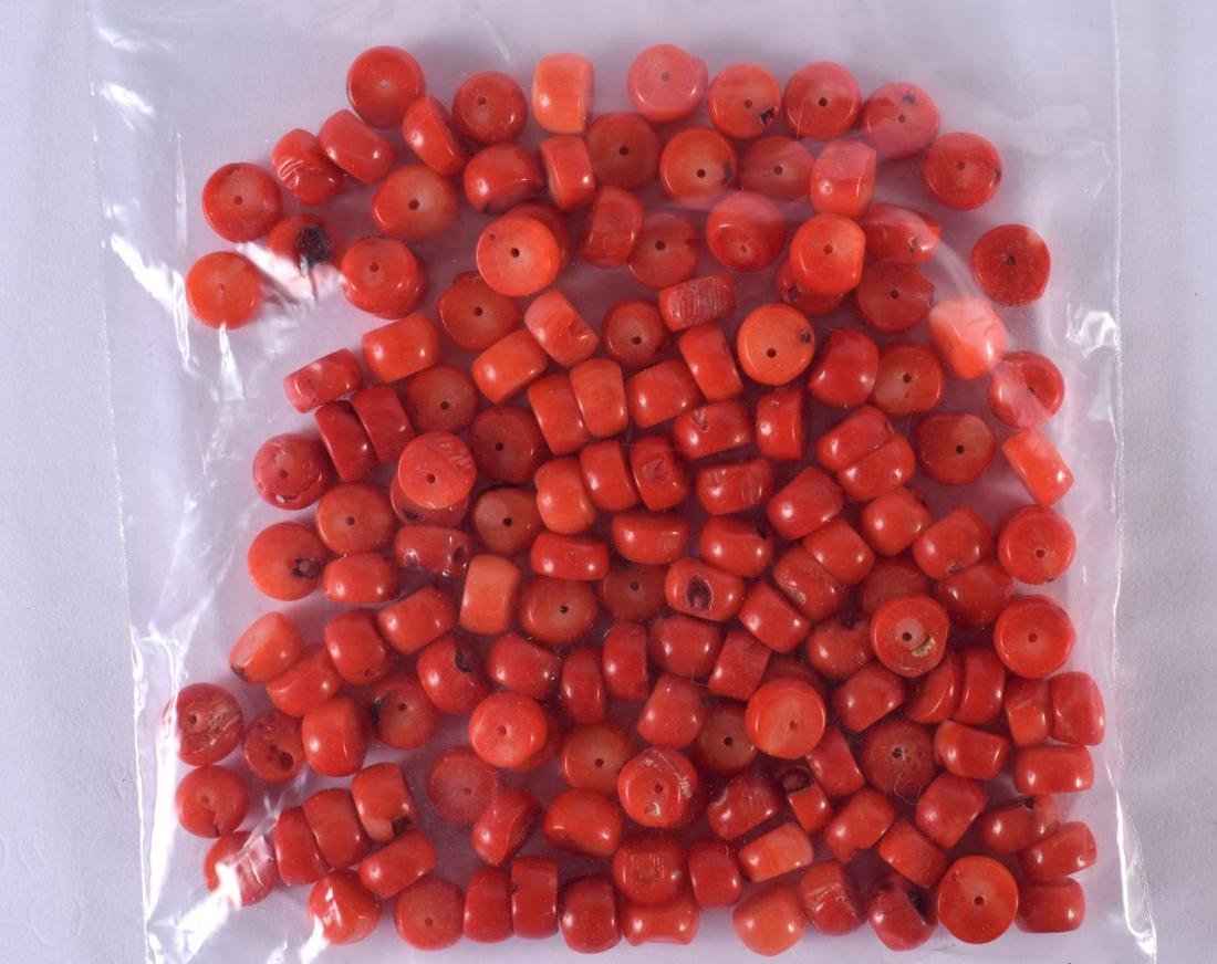 ASSORTED CHINESE CORAL BEADS. 105 grams. 1 cm x 0.5 cm. (qty) (1 of 3)