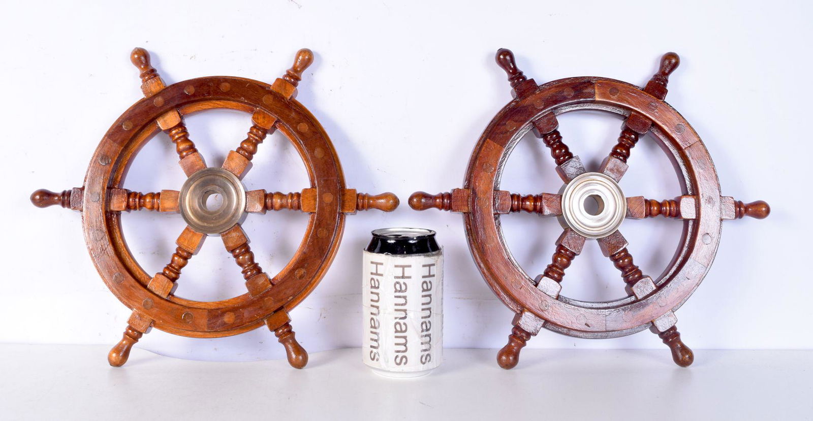 A pair of small wooden ships wheels 33 cm (2). (1 of 2)