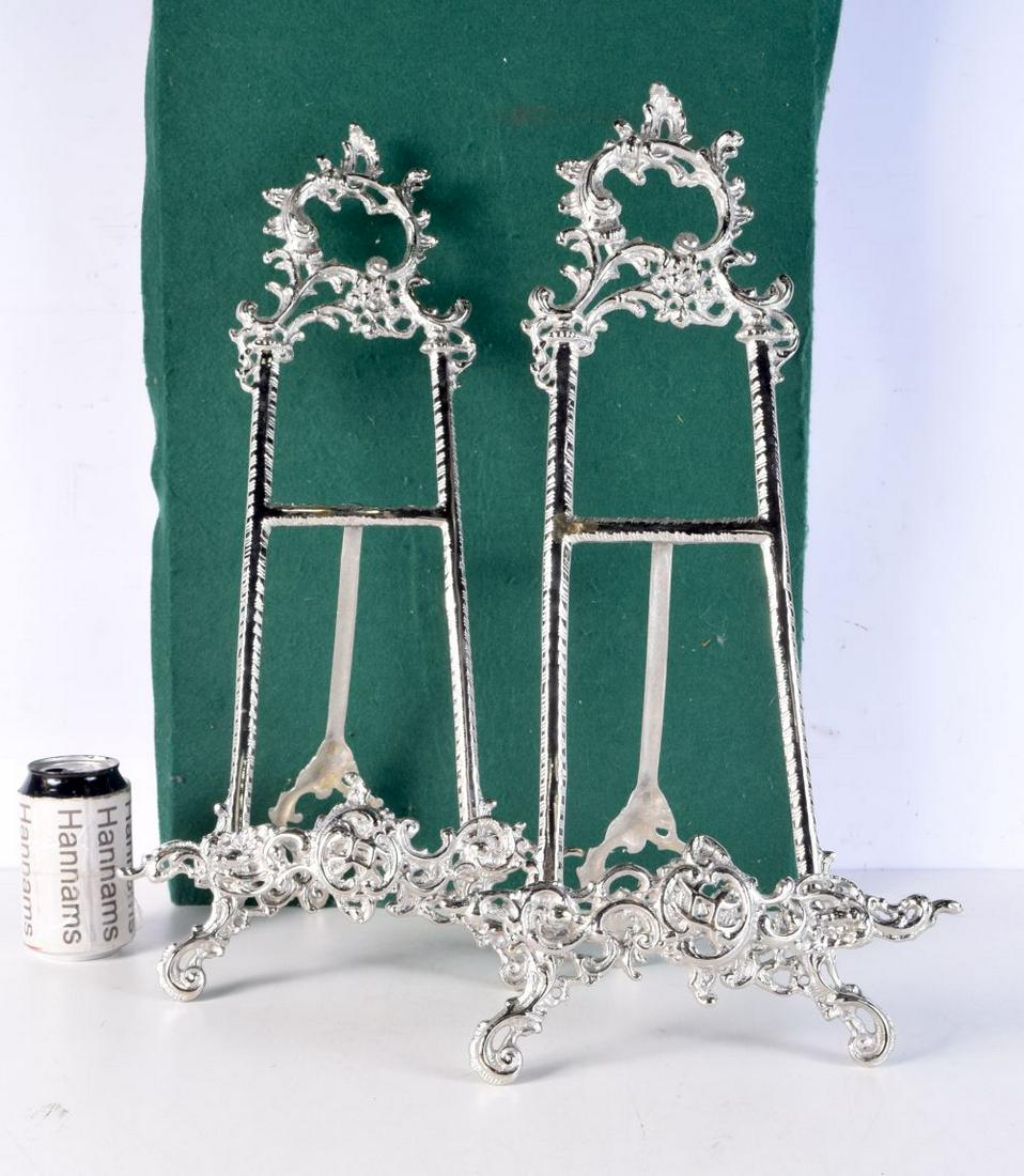 A pair of large Chrome easels 50 cm (2). (1 of 3)